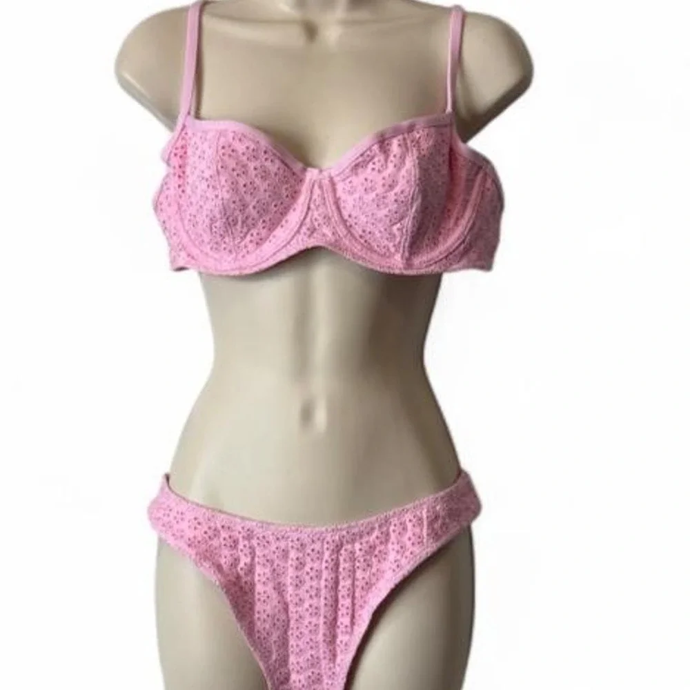 Frankies Bikinis/VS Pink Buttercup Golden Hour Eyelet Bikini Set, Women's Size L